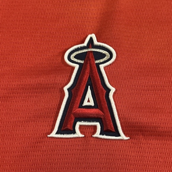VTG Los Angeles Angels Anaheim Mens Majestic Batting Practice Jersey XL RED MLB - Picture 3 of 7